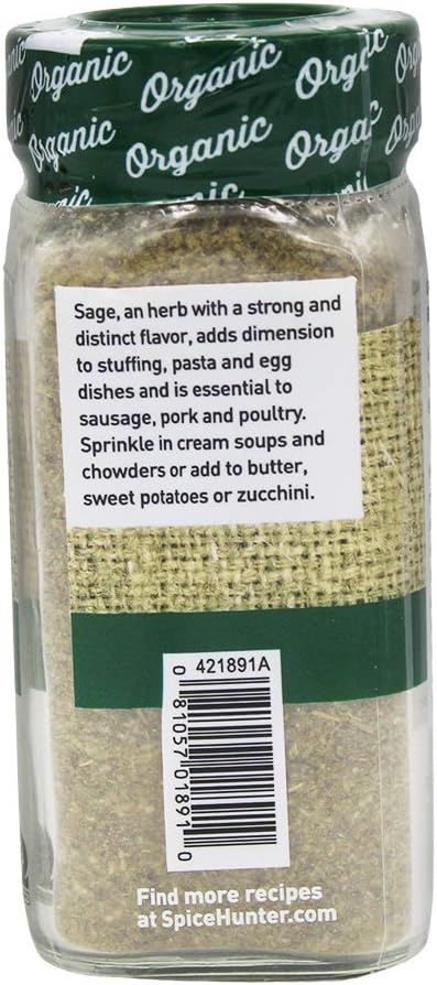 Spice Hunter The Organic Rubbed Sage jar, 0.9 Ounce, Pack of 1...