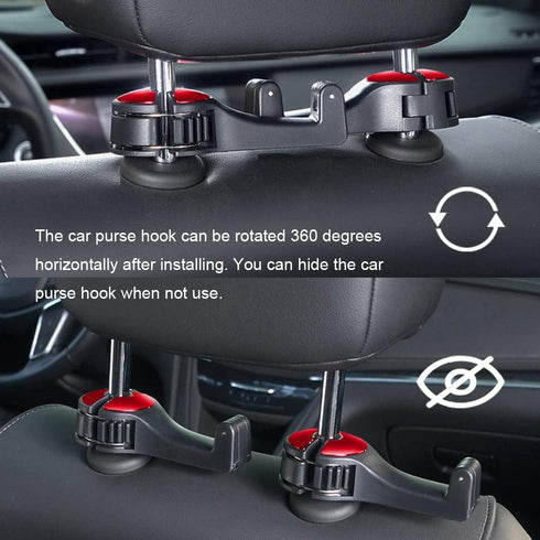 UDIKEFO Universal Car Vehicle Back Seat Headrest Mobile Phone Holder Hanger Holder Hook for Bag Purse Cloth Grocery (Red - 2 Pack)......