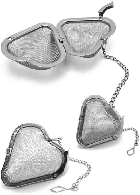 2pcs Stainless steel fine mesh seasoning ball kitchen soup spice stew filter kitchen tool metal tea bag tea ball (2pcs Heart Shape),Silver,5.5X6CM...