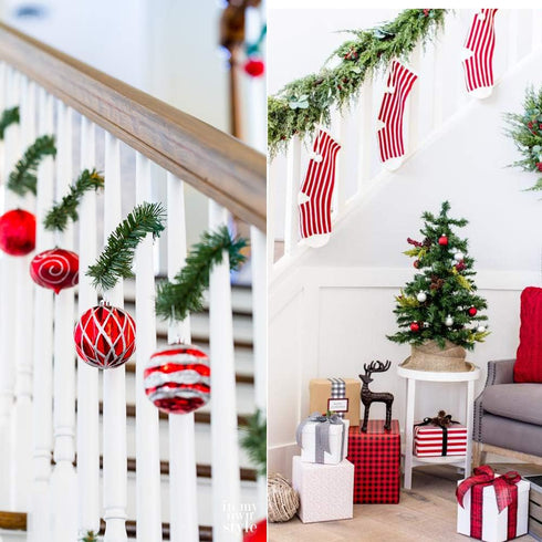 4 Strands Christmas Garland, Total 80 Feet Artificial Pine Garland Soft Greenery Garland for Holiday Wedding Party,Stairs,Fireplaces Decoration, O...