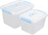 Hespama 2 Pack Lidded Storage Bin, Plastic Latching Container Box with Handle, 12 Quart & 6 Quart...