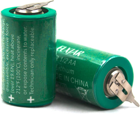 (2-Pack) CR1/2AA-SLF 3V Lithium Battery, Replacement for VARTA CR 1/2 AA Series, with Tabs 2 Pin (10mm +)...