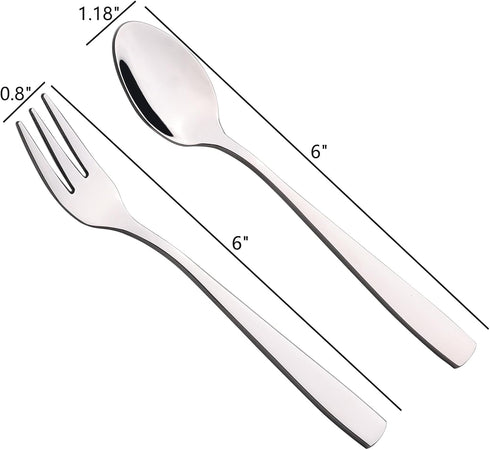 Begale 12-piece Stainless Steel Tea Spoons and Tasting Appetizer Cake Forks, 6 Tasting Forks + 6 Teaspoons...
