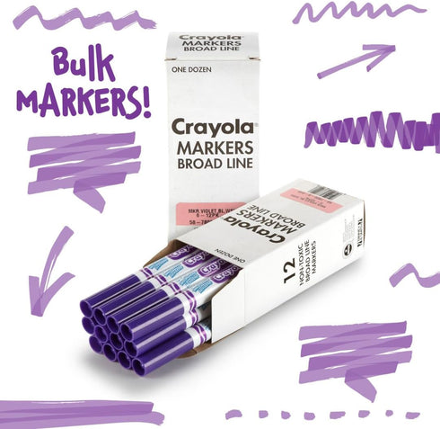 Crayola Washable Markers - Violet Purple (12ct), Kids Broad Line Markers, Bulk Markers for Classrooms & Teachers...