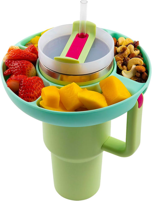 ALIENSX Snack Bowl for Stanley 40 oz Tumbler with Handle, Reusable Snack Ring for Stanley 40oz Cup, Silicone Snack Tray Bowl with Four Compartment...