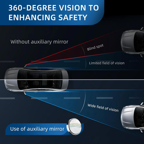 2Pcs Car Suction-Cup Blind Spot Mirror, 360° Wide Angle HD Glass Convex Side Rearview Mirror for Cars SUVs, Vans, and Trucks - Universal Automotiv...