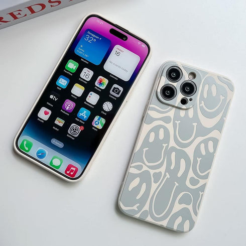 KERZZIL Cute Funny Face Phone Case Compatible with iPhone 14 Pro Max,Liquid Silicone Girly Cases,Cartoon Grimace Soft Gel Rubber Full-Body Protect...