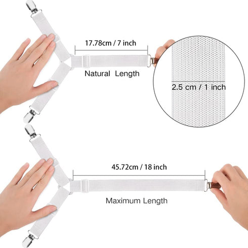 Bed Sheet Fasteners, 8 PCS Adjustable Triangle Elastic Suspenders Gripper Holder Straps Clip for Bed Sheets, Mattress Covers, Sofa Cushion...