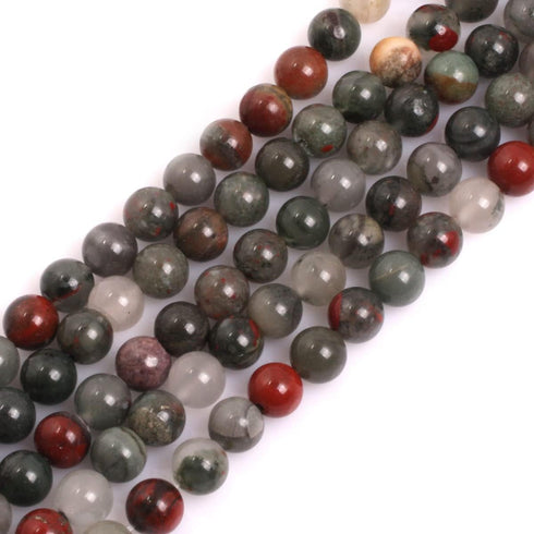 GEM-Inside Natural 8mm Africa Bloodstone Gemstone Loose Beads Round Crystal Energy Stone Power Beads for Jewelry Making 15"...