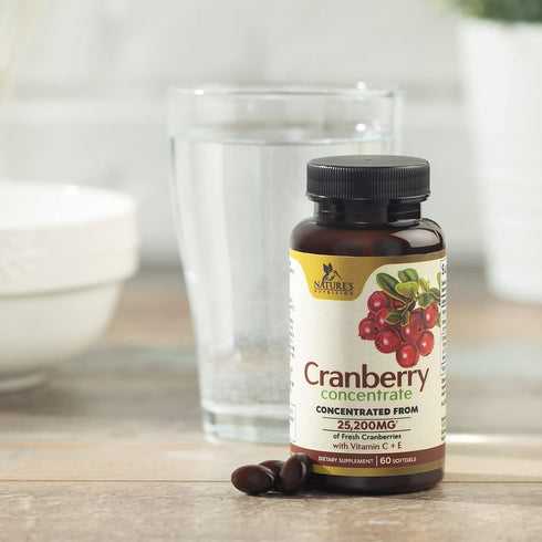 Cranberry Concentrate Extract Supplement for Women & Men + Vitamin C & E - 25,200mg Formula for Urinary Tract Health Support, Non-GMO and Gluten F...