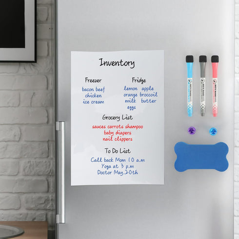 12” X 8”Whiteboard Magnetic Dry Erase Board Self Adhesive for Any Smooth Surface with New Stain Resistant Technology,Home Kitchen Fridge Shopping ...