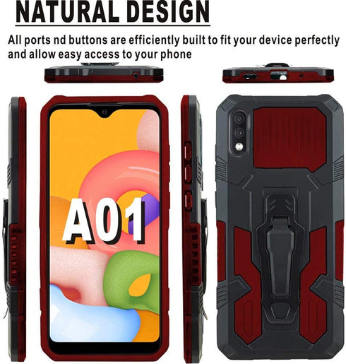 Folmeikat Compatible with Samsung Galaxy A01 Case, (NOT for Samsung A01 Core 5.3"), with HD Screen Protector Military Grade Protective with Belt C...