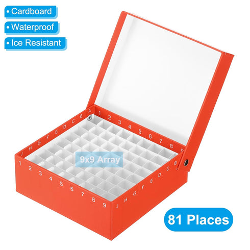 PATIKIL Cardboard Freezer Box, 2Pcs 81 Places Tube Rack Water Ice Resistant for 1.5/1.8/2.0ml Micro Centrifuge Tubes Tubes, Red...