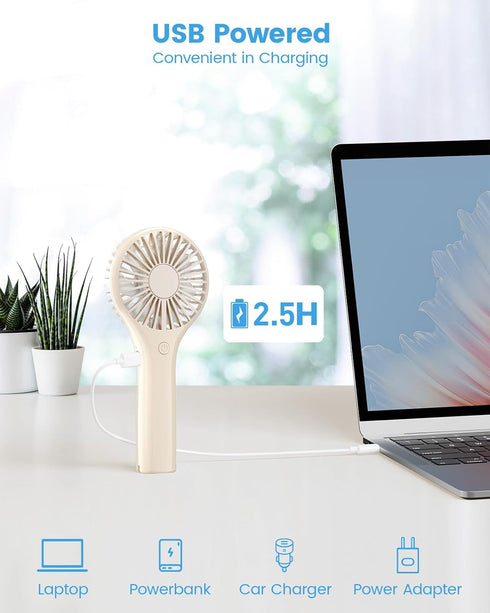 Handheld Fan, Portable Fan Mini Fan Powerful Hand Fan with 3 Speeds, USB Rechargeable Personal Fan, Makeup Lash Fan for Stylish Girls, Cute Small ...