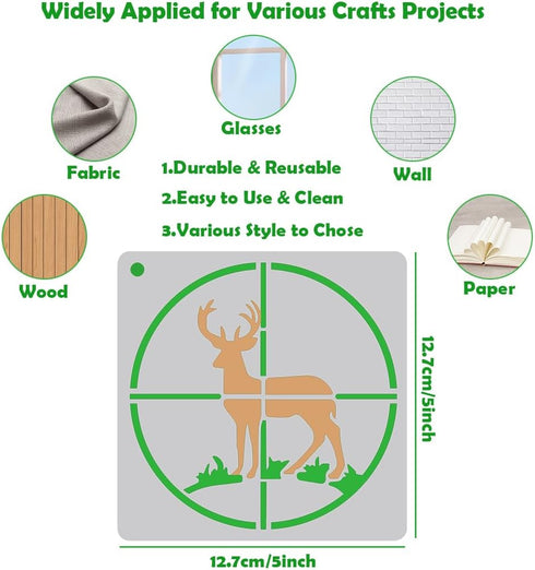 36 Pcs Animal Painting Stencils Tree Stencils Template Reusable Forest Mountain Stencils Bear Wolf Deer Animal Stencil for Painting on Wood Wall R...