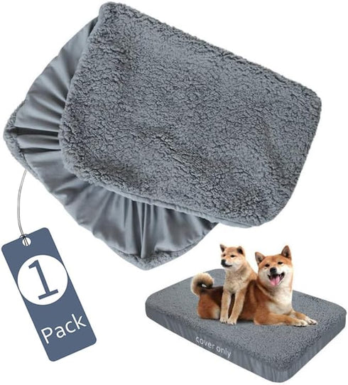 Dog Bed Covers Soft Plush Replacement Washable, Waterproof Dog Bed Liner Grey, Pet Bed Cover 36x27 Inches, for Dog/Cat, Cover Only...