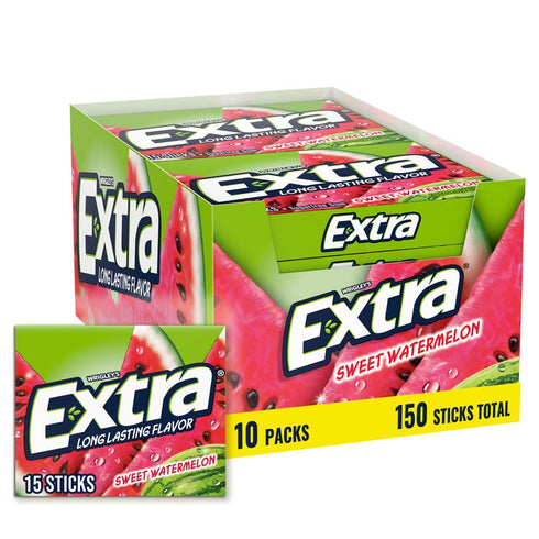 EXTRA Gum Sweet Watermelon Sugarfree Gum Bulk, Individually Wrapped, Long-Lasting Juicy Watermelon Flavor, Perfect for Fresh Breath at School, Wor...