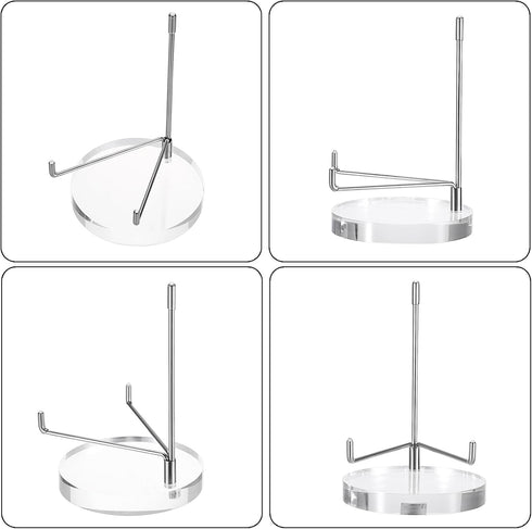 Hipiwe Adjustable Metal Arm Display Stand Easel with Round Acrylic Base Decorative Plates Display Easel Holder for Plate Agate Slice Fossils Cryst...