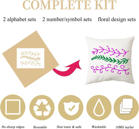 Letter Stencils for Painting on Wood, 45 Pieces Reusable Calligraphy Alphabet Number Stencil Template Kit for Canvas, Arts Crafts, Rock, Wall, Cha...