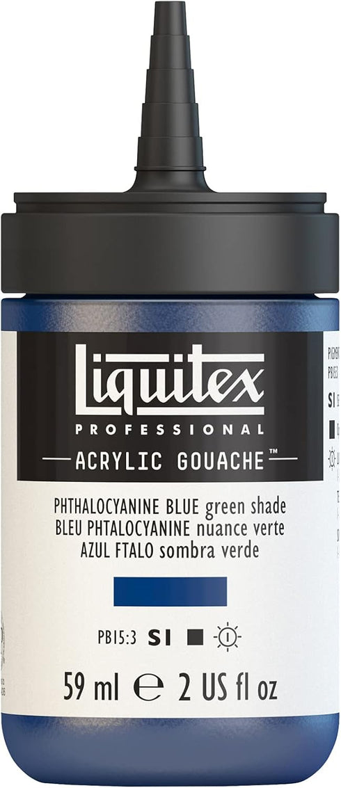 Liquitex Professional Acrylic Gouache, 2-oz (59ml) Bottle, Phthalocyanne Blue (Green Shade)...