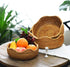 Handmade Rattan Round Fruit Basket Food Storage Bowls Kitchen Organizer Snack Serving Bowl Wavy Edge Circle Tray Basket, Boho Home Décor Display T...