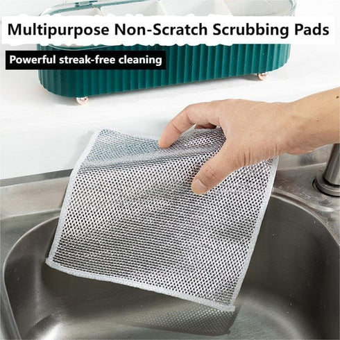3Pcs Multipurpose Wire Dishwashing Rags for Wet and Dry, Double Stainless Steel Scrubber, Thickened Washable and Reusable Wire Dishwashing Rags fo...