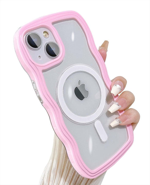 Compatible for iPhone 15 Plus Case Magsafe, Wave Phone Case Cute Water Ripple Candy Colors Frame Shockproof for iPhone 15 Plus Phone Case for Wome...