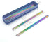 Rainbow 304 Stainless Steel Chopsticks -Reusable Multicolor Lightweight Stainless Steel Polished Chopsticks - Metal Chopsticks 5 Pairs Set with Ca...