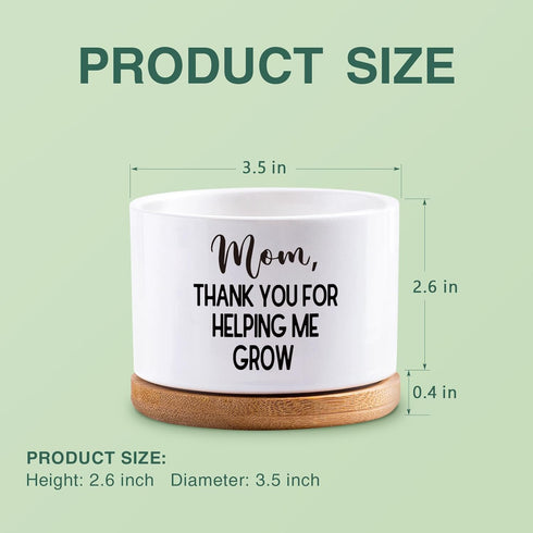 Thank You for Helping Me Grow - Succulent Plant Planters Ceramic Flower Pots Mom Birthday Pot for Her, Indoor Home Garden Planting Pot, Thank You ...