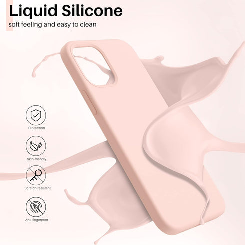 ORNARTO Compatible with iPhone 12 Case, Compatible with iPhone 12 Pro Case, Slim Liquid Silicone 3 Layers Full Covered Soft Gel Rubber Phone Case ...
