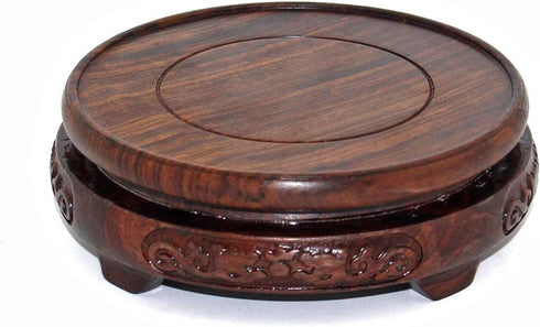 GOLDY&WENDY Round Brown Rosewood Pedestal Base Display Stand (3.8" Inside Diameter)...