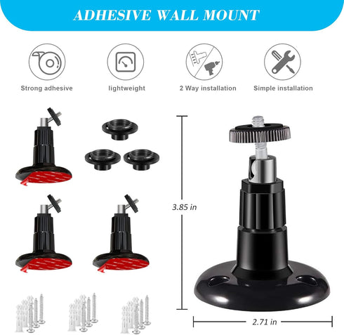 3Pcs Wall Mount Bracket for Blink Outdoor 3rd & 4th Gen, 360 Degree Adjustable Strong Adhesive Mount, 2 Ways Installation VHB Stick On or Screws, ...