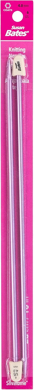 Susan Bates 10-Inch Silvalume Single Point Knitting Needle, 4mm, Lavender......