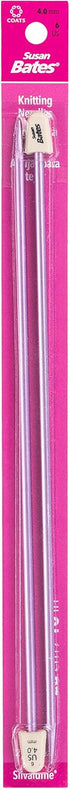 Susan Bates 10-Inch Silvalume Single Point Knitting Needle, 4mm, Lavender......