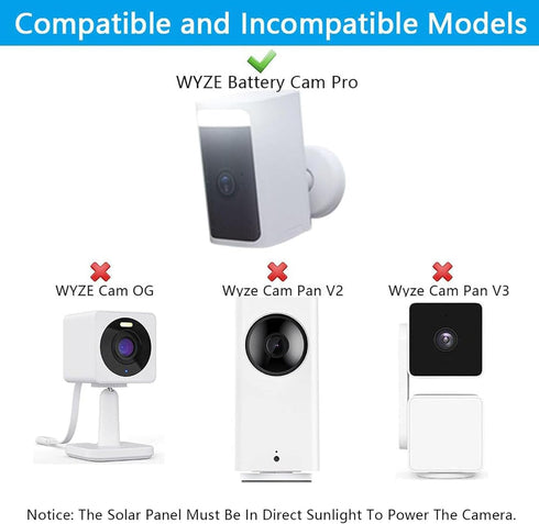 Solar Panel Compatible with WYZE Battery Cam Pro Camera, Wireless Security Camera Outdoor 4W Solar Panel with 10ft Micro USB Charging Cable Type C...