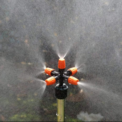 Garden Sprinklers Drip Sprinkler Head 5-Head Misting Spray Nozzle 360° Micro Irrigation System Fog Mist Cooling Nozzle Adjustable Closable Spray M...