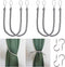 BEL AVENIR Curtain Rope Tiebacks, Drapery Rope Holdbacks with 4 Metal Screw Hooks, 2 Pair - Silver...