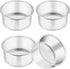 TeamFar 4 Inch Cake Pan, 4 Pcs Mini Cake Pan Round Tier Baking Tins Set Stainless Steel, For Baking Steaming Serving, Healthy & Sturdy, Mirror Fin...