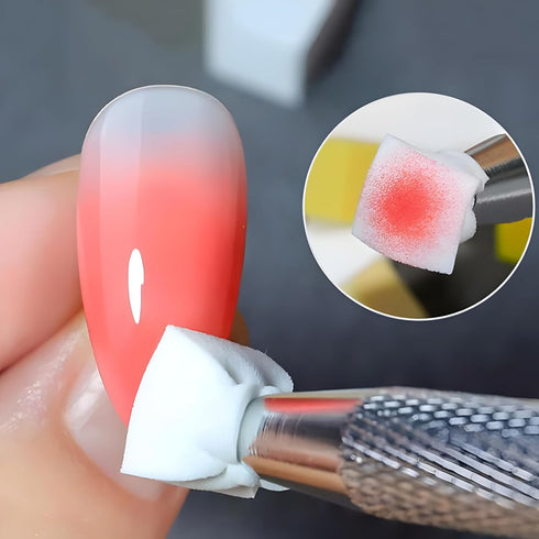 100 Pcs White Soft Nail Sponges for Ombre, 4 Claws Nail Sponge Metal Grabber,Ombre Nail Brush Nail Supplies Manicure Nail Art Tools Nail Accessori...