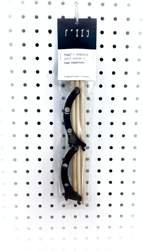 PEGGY Pegboard Tape and Ribbon Organizer, Accessory Hook and Dowel Storage for Wrapping, Crafts, Hobby, Wine Rack 12in kit (1pk)...