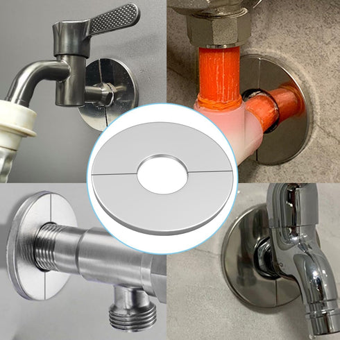 Wall Split Flange Stainless Steel split Escutcheon Plate Self-Adhesive Plumbing Cover Plates Round for 22mm Diameter Pipe...