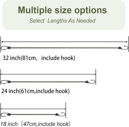 24inch Bungee Cords with Hooks,5Pcs Heavy Duty Extra Strong Outdoor Elastic Rope,Multi-Purpose Elastic Bungee Straps for Luggage,Camping,Tarps,Bik...