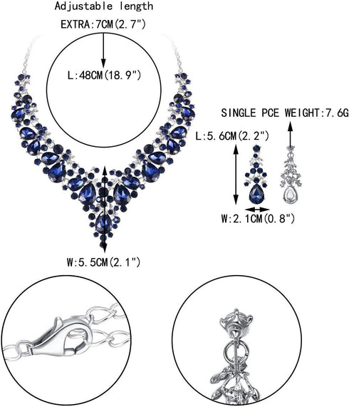 EVER FAITH Women's Crystal Elegant Bridal Floral Cluster Teardrop Statement Necklace Earrings Set...