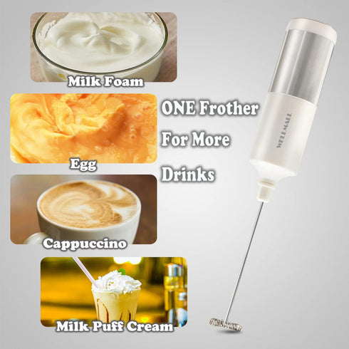 Milk Frother Handheld Battery Operated, Waterproof Electric Whisk Foam Maker for Coffee, Durable original Drink mixer for Latte, Cappuccino, Hot C...