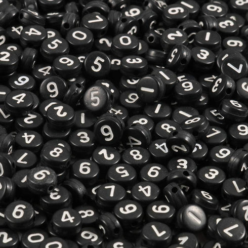 Yochus 1000pcs Black Round Acrylic Number Beads 4x7mm White Figure 0-9" Beads for Jewelry Making and DIY Bracelets, Necklaces, Key Chains...