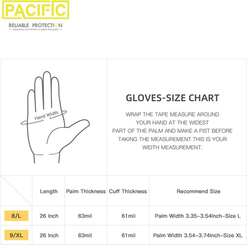 PACIFIC PPE 26" Rubber Gloves, Chemical Resistant Gloves PVC Reusable, Heavy Duty Waterproof Gloves with Cotton Liner, Anti-skid, Acid-alkali and ...