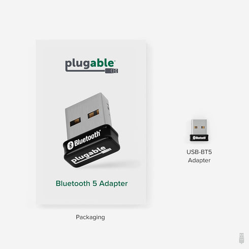 Plugable USB Bluetooth Adapter for PC, Bluetooth 5.0 Dongle Compatible with Windows, Add 7 Devices: Headphones, Speakers, Keyboard, Mouse, Printer...