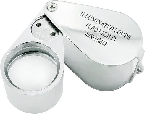 Pineapple 30X Jewelers Loupe Magnifier with Light, Jewelry Eye Loop Lighted Pocket Magnifying Glass for Coins, Diamonds, Gems, Plants (Metal)...