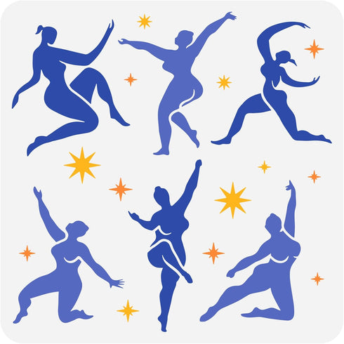 FINGERINSPIRE Dancing with Matisse Painting Stencil 11.8x11.8inch Reusable Dancer Stencils for Painting Dancing Matisse Drawing Template Decorativ...