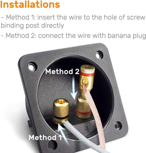 Kalevel 2pcs Speaker Box Terminal Cup Square with 2 Pair Banana Plugs Screw Type Binding Post Subwoofer Box Terminal Cup 3.2in Banana Plugs 4mm fo...